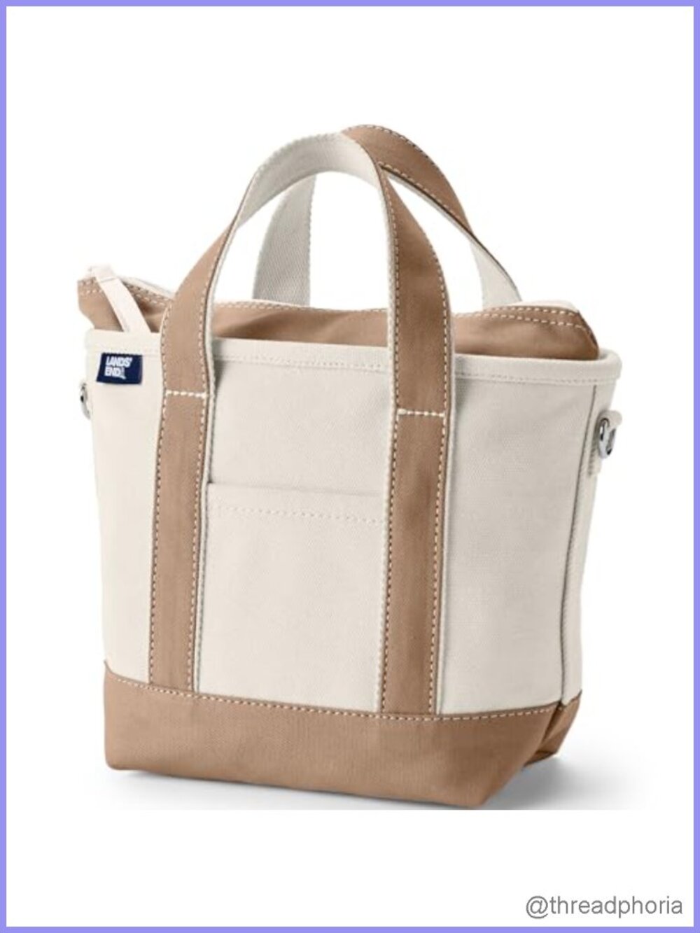 Cotton Canvas Zip Tote Shoulder Bag Water Resistant Travel